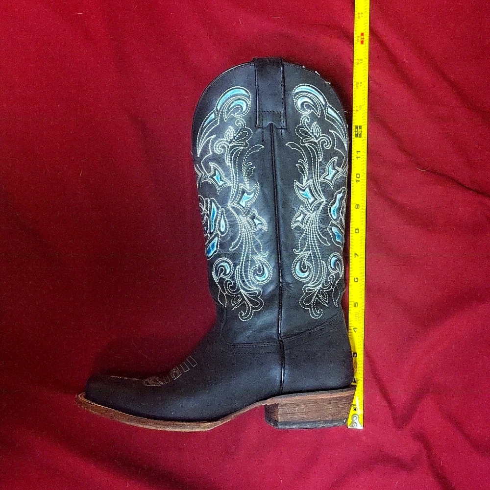 Black Leather Cowgirl Boots - Picture 7 of 7